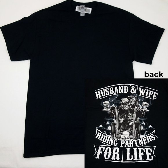 Husband & Wife Riding Partner for Life t-shirt Medium Black Biker M Motorcycle - Picture 1 of 7